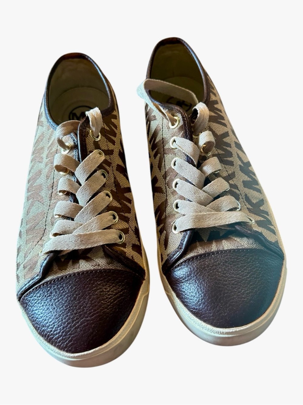 Michael Kors Women’s MK Monogram City Sneakers Tennis Shoes Mocha Size 9.5